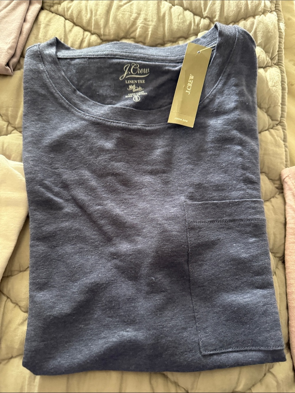J. Crew  Navy Linen Pocket Tee - Short Sleeve